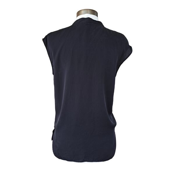 THEORY Relaxed Tie-Neck Sleeveless Silk Wrap Top in Black Size Small - Picture 4 of 11